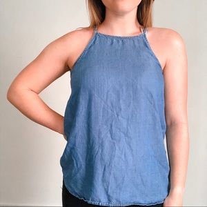 Chambray High Neck Tank